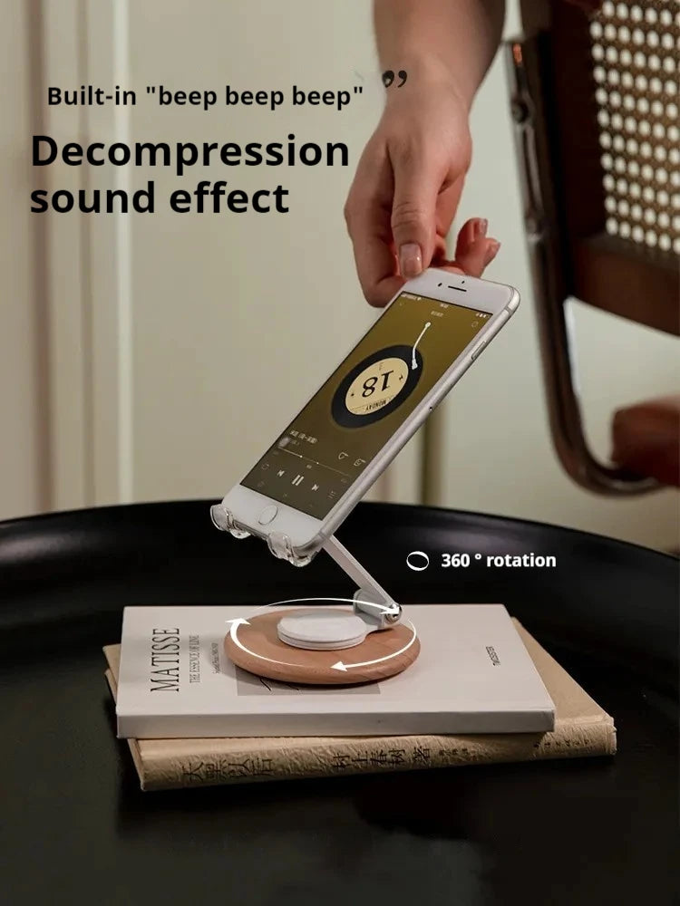 Folding Desktop Mobile Phone Holder with 360° Rotating Base