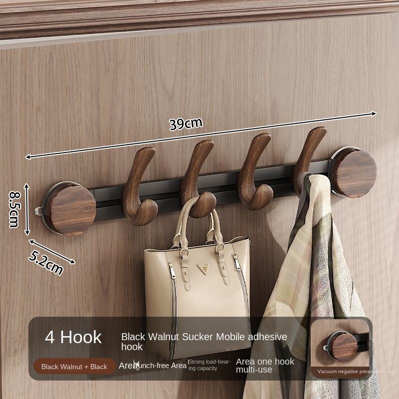Wall-Mounted 5-Hook Rack with Vacuum Suction
