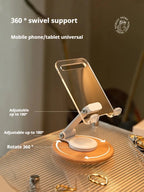 Folding Desktop Mobile Phone Holder with 360° Rotating Base